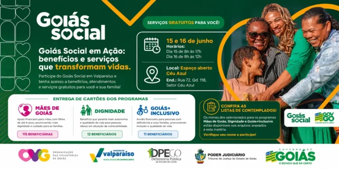 GOI&Aacute;S SOCIAL REALIZA ENTREGA DOS CART&Otilde;ES DOS PROGRAMAS M&Atilde;ES DE GOI&Aacute;S, DIGNIDADE E GOI&Aacute;S+INCLUSIVO EM VALPARA&Iacute;SO - Prefeitura Municipal de Valpara&iacute;so de Goi&aacute;s